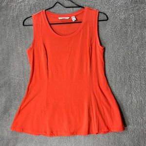 ISAAC MIZRAHI LIVE! Orange Red Blouse Women Size XXS Scoop Neck Peplum Knit NWOT